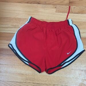 Nike Women's Red and White Athletic Shorts